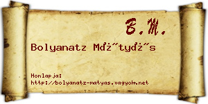 Bolyanatz Mátyás névjegykártya